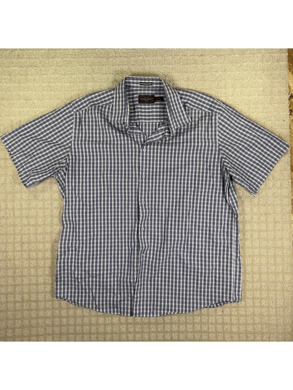 Black Brown 1826 Blue Check Short Sleeve Button Up Shirt Xl